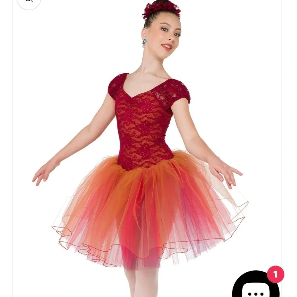 A Wish Come True Scherzo Ballerina Dance Dress Burgundy Orange 24317 Costume